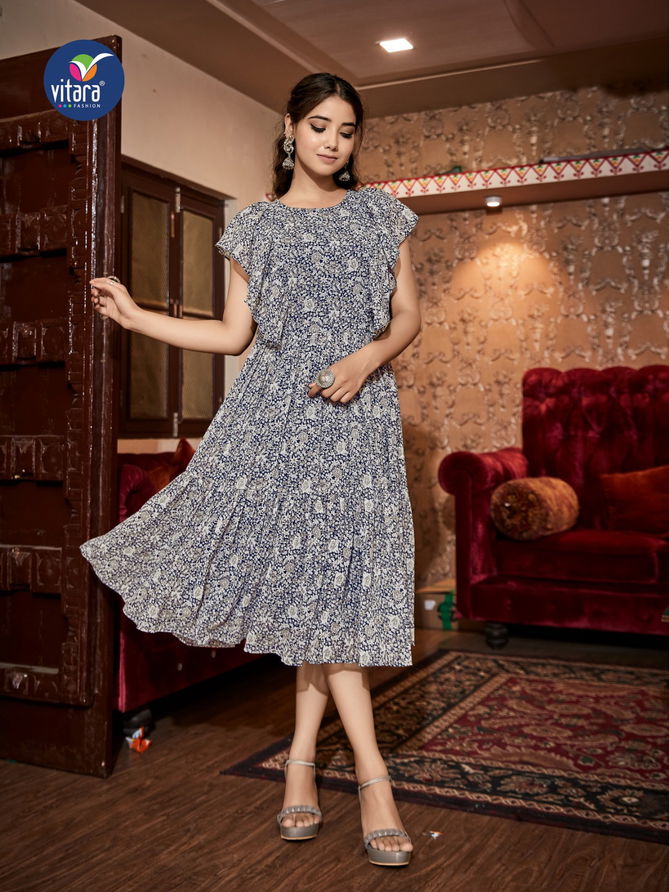 Oregan By Vitara Printed Party Wear Kurtis Catalog
